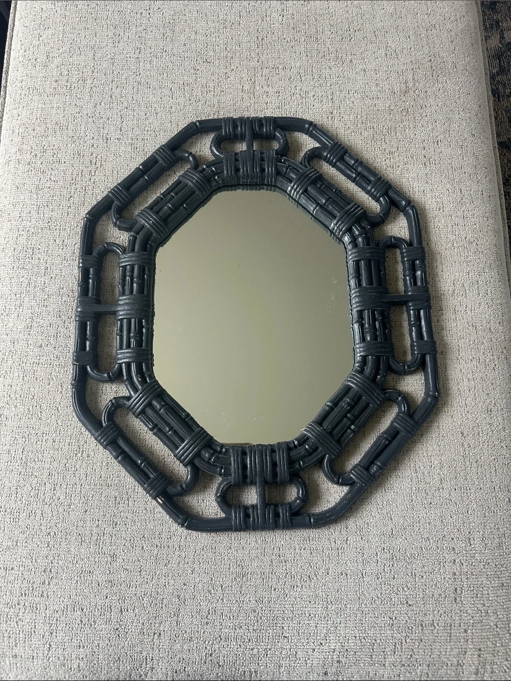 Homco Black/Grey Woven Octagonal Wall Mirror 17” x 14”